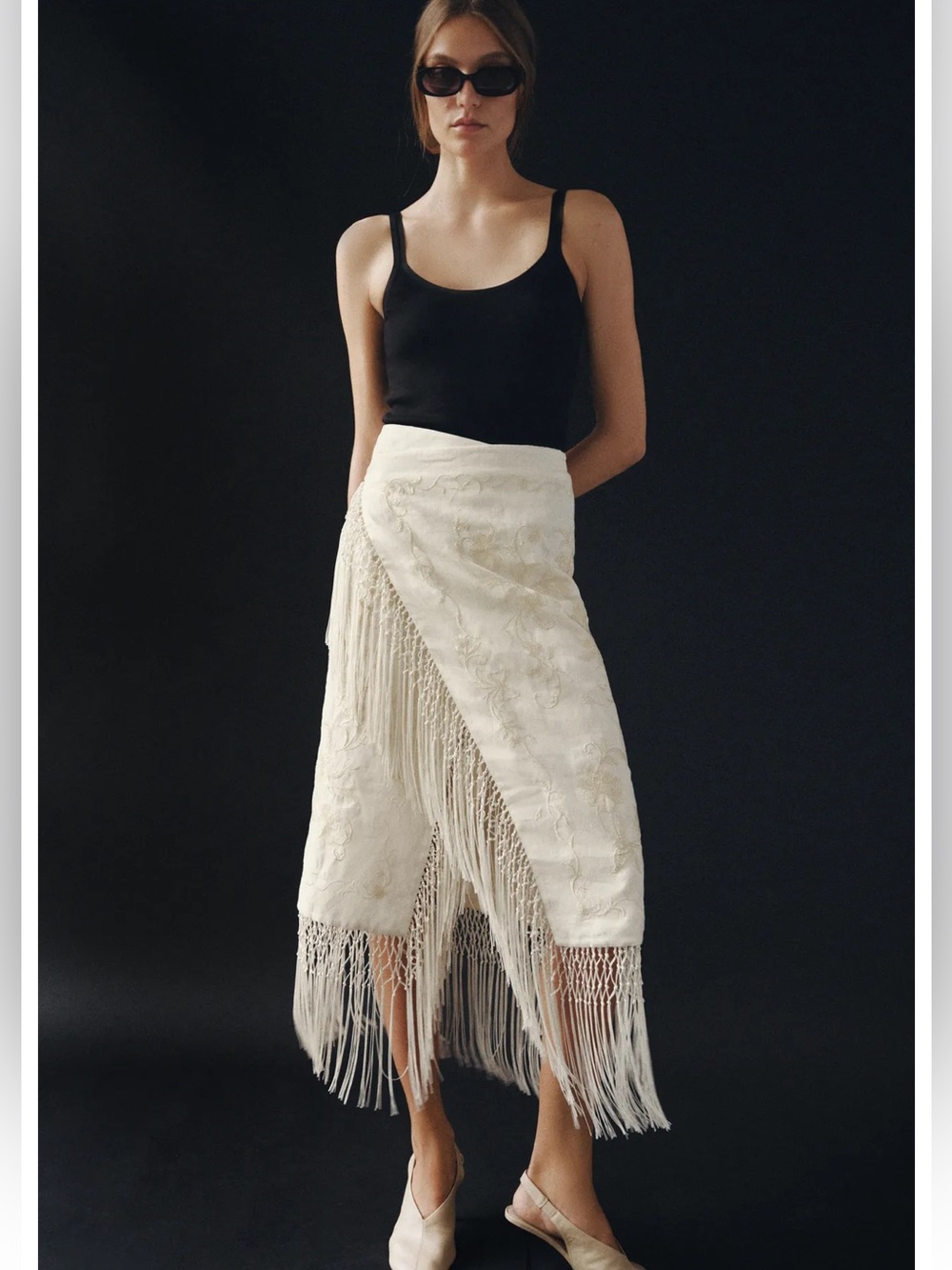 Zara ZW COLLECTION 100% LINEN EMBROIDERED MIDI SKIRT - Picture 5 of 11